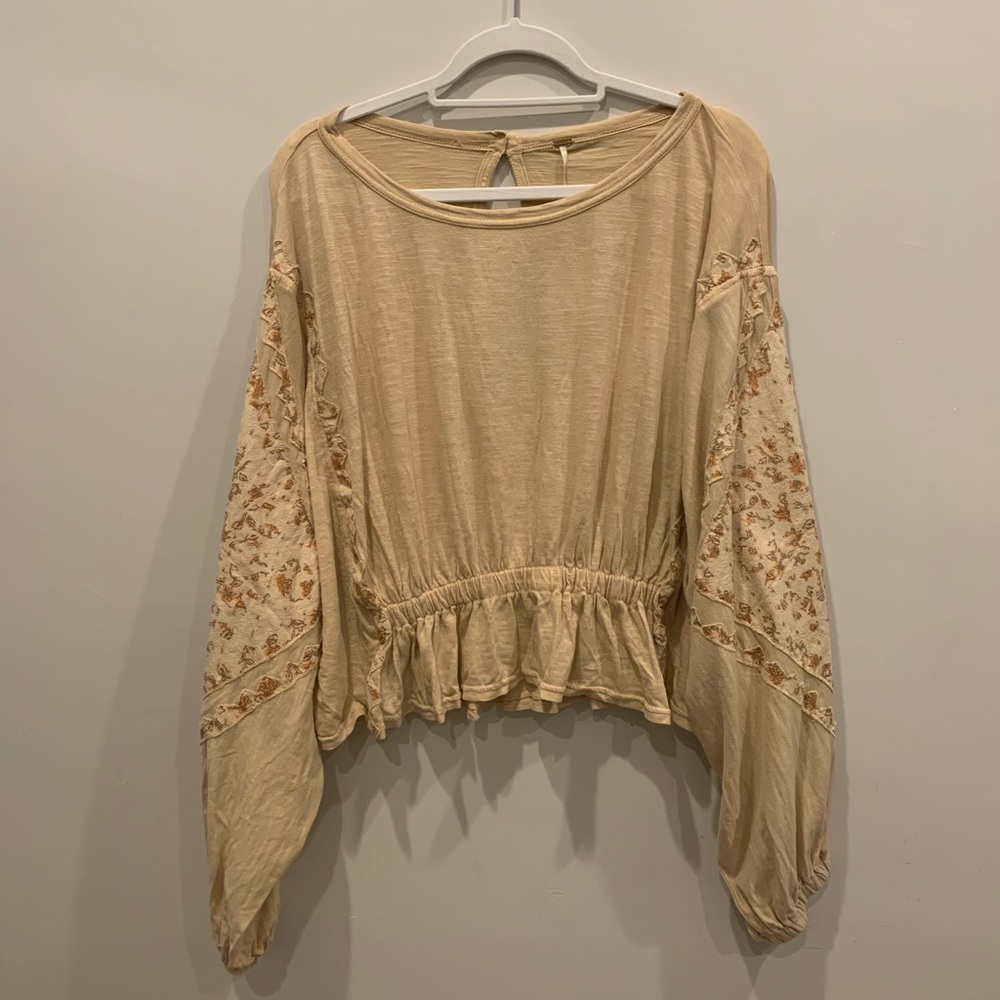 Free people embroidered sleeve blouse